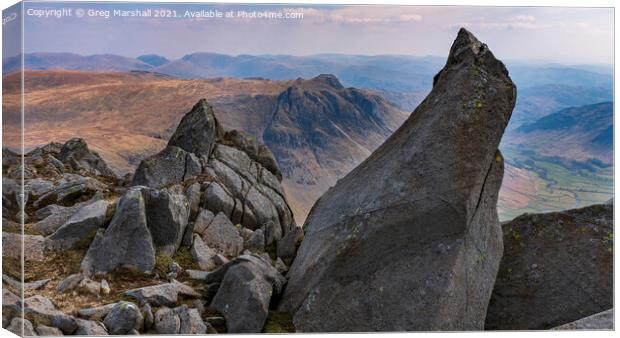 Langdale Pikes from Bowfell Canvas Print by Greg Marshall