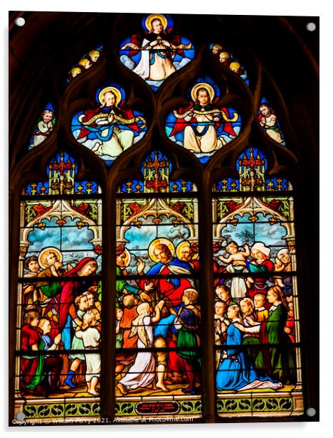 Jesus Christ Children Angels Stained Glass Saint Severin Church  Acrylic by William Perry