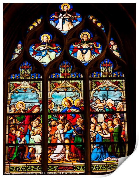 Jesus Christ Children Angels Stained Glass Saint Severin Church  Print by William Perry