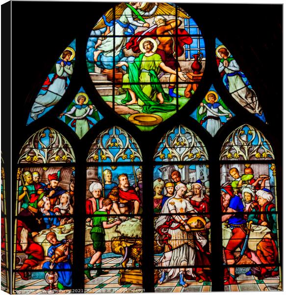 Saint John Baptist Stained Glass Saint Severin Church Paris Fran Canvas Print by William Perry