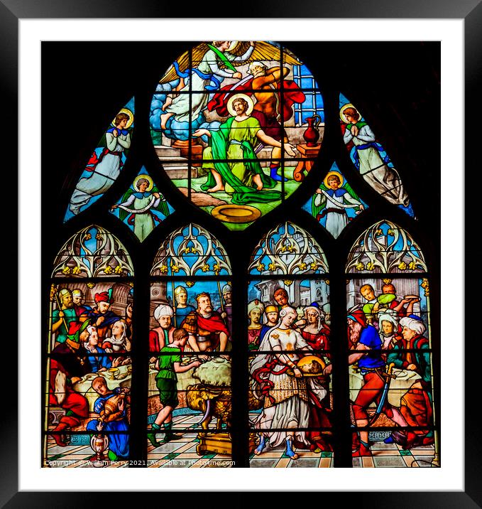 Saint John Baptist Stained Glass Saint Severin Church Paris Fran Framed Mounted Print by William Perry