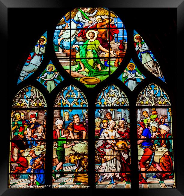 Saint John Baptist Stained Glass Saint Severin Church Paris Fran Framed Print by William Perry