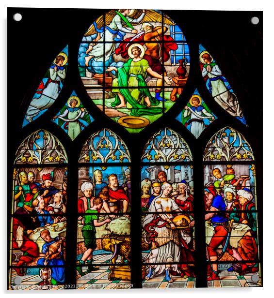 Saint John Baptist Stained Glass Saint Severin Church Paris Fran Acrylic by William Perry