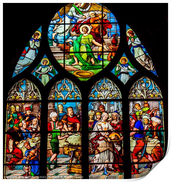 Saint John Baptist Stained Glass Saint Severin Church Paris Fran Print by William Perry