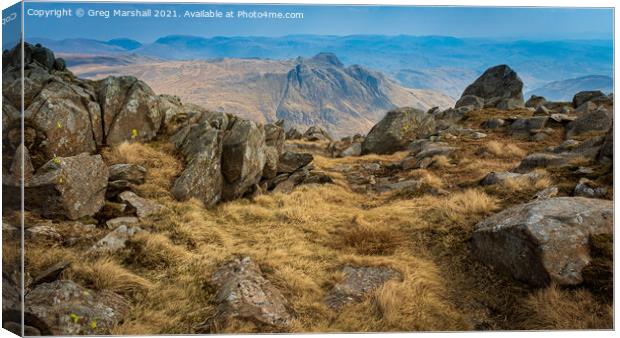 View of The Langdale Pikes, Lake District Canvas Print by Greg Marshall