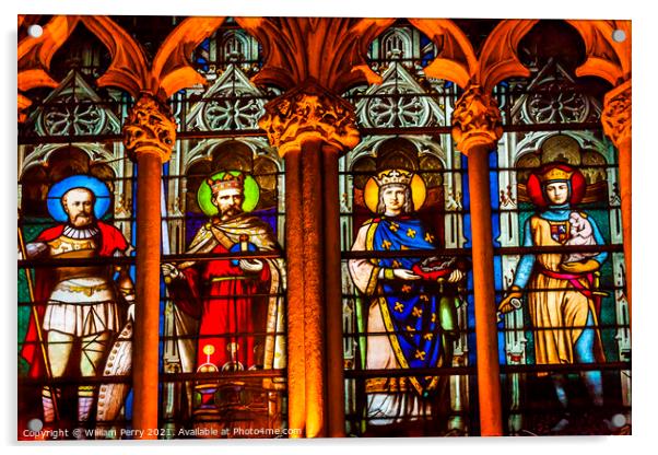 French Kings Stained Glass Saint Severin Church Paris France Acrylic by William Perry