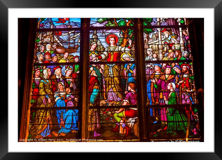 Saint Marie Madeleine Postel Stained Glass Saint Severin Church  Framed Mounted Print by William Perry