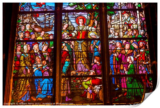 Saint Marie Madeleine Postel Stained Glass Saint Severin Church  Print by William Perry