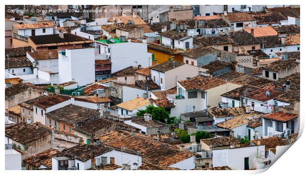 Rooftops in Pollensa Mallorca Print by Greg Marshall