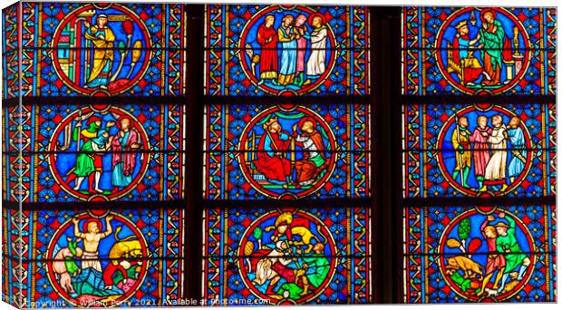 Kings Saints Stained Glass Notre Dame Cathedral Paris France Canvas Print by William Perry