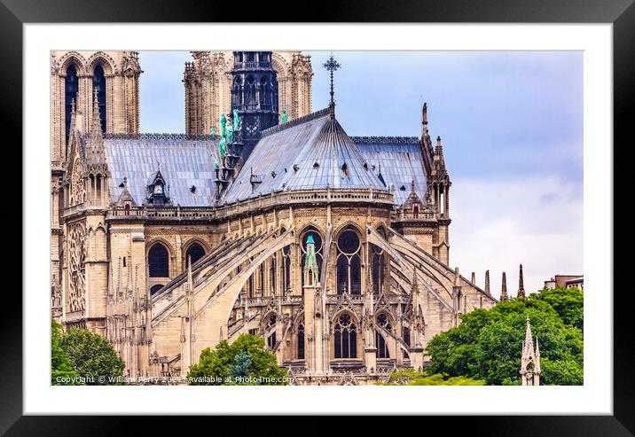 Flying Butresses Spires Towers Overcast Notre Dame Cathedral Par Framed Mounted Print by William Perry