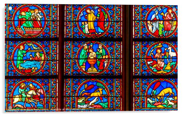 Kings Saints Stained Glass Notre Dame Cathedral Paris France Acrylic by William Perry
