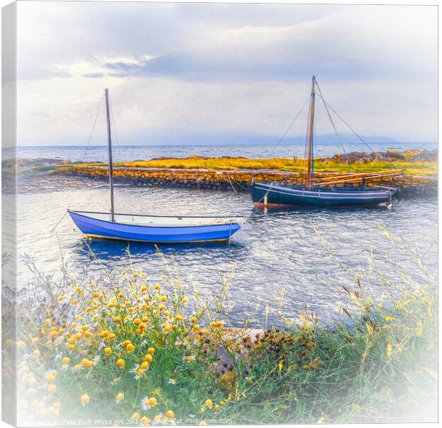 Sailing Boats in Portencross Harbour Canvas Print by Tylie Duff Photo Art