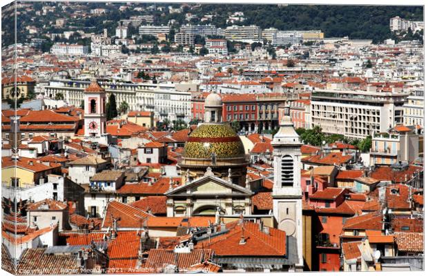 Ornate Towers and Rooftops of Nice Canvas Print by Roger Mechan