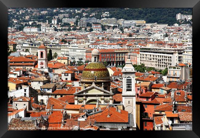 Ornate Towers and Rooftops of Nice Framed Print by Roger Mechan