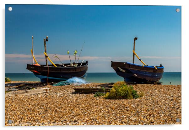 Boats on Shore Acrylic by Ernie Jordan