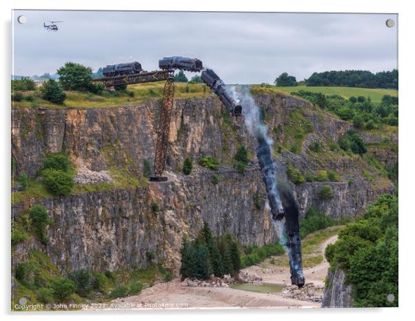 Mission: Impossible 7 locomotive train crash scene Acrylic by John Finney