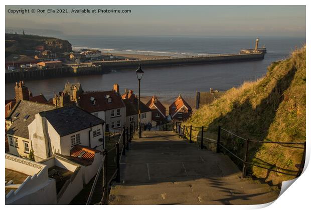 Climbing to Whitby's Heavenly Heights Print by Ron Ella