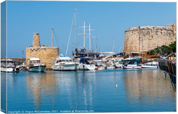 Boats moored in Kyrenia harbour, Northern Cyprus Canvas Print by Angus McComiskey