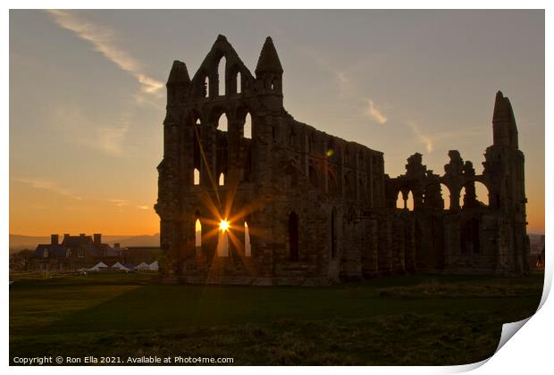Radiant Whitby Abbey at Sunset Print by Ron Ella