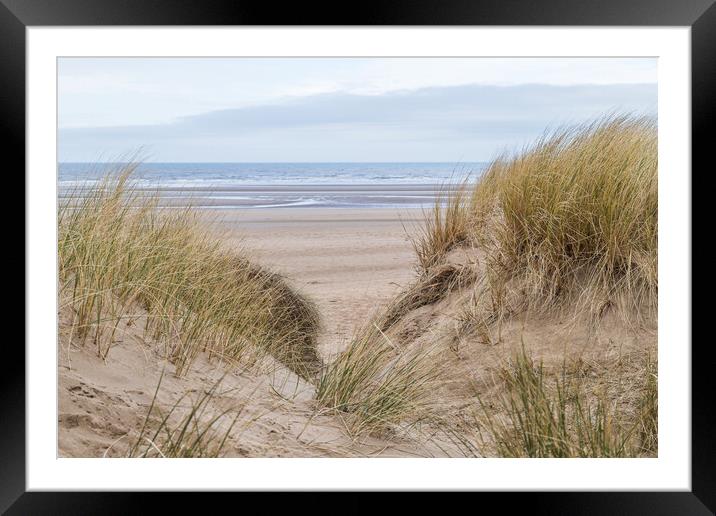 Irish Sea between the sand dunes Framed Mounted Print by Jason Wells