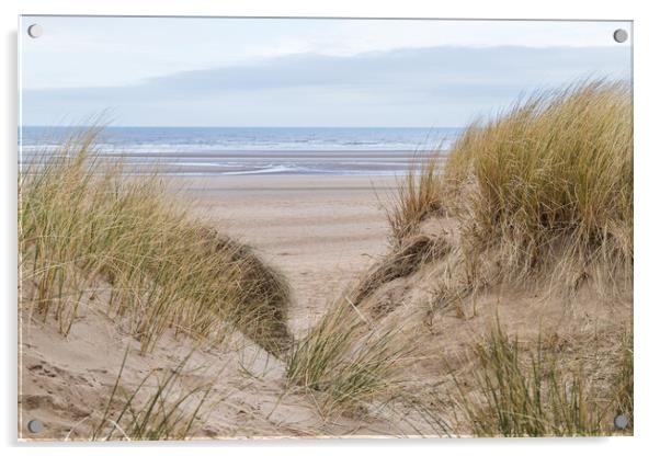 Irish Sea between the sand dunes Acrylic by Jason Wells