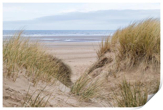 Irish Sea between the sand dunes Print by Jason Wells