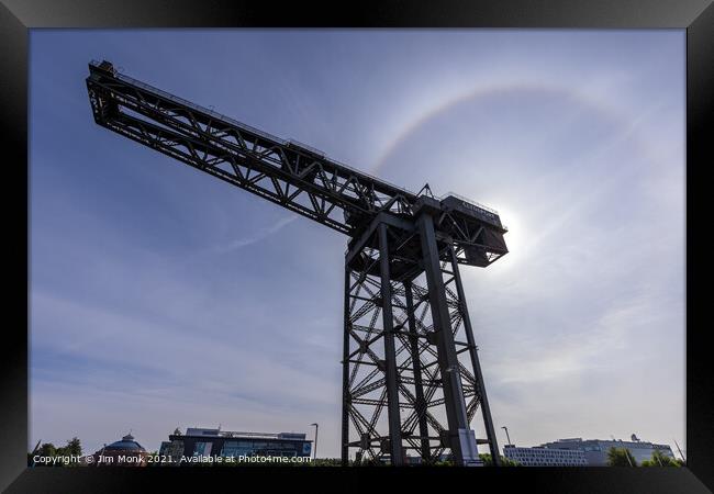 Finnieston Crane Sun Halo Framed Print by Jim Monk