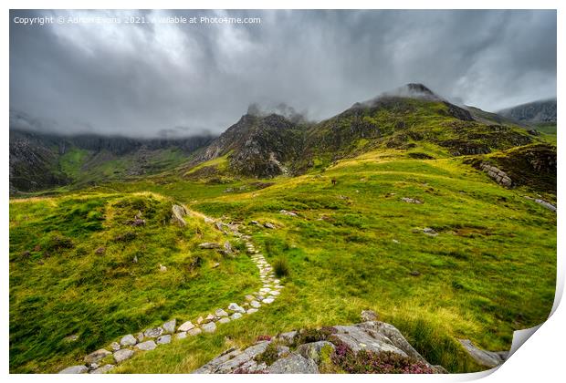 Cwm Idwal Snowdonia  Print by Adrian Evans