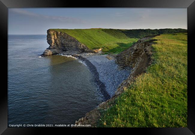 Nash Point at sunrise Framed Print by Chris Drabble