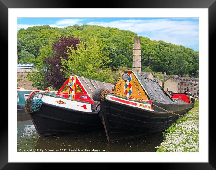 old narrow boats on the rochdale canal Framed Mounted Print by Philip Openshaw