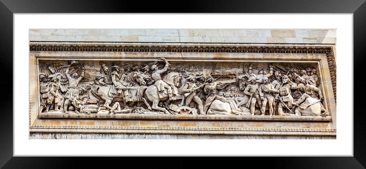 Napoleonic War Statue Arc de Triomphe Paris France Framed Mounted Print by William Perry