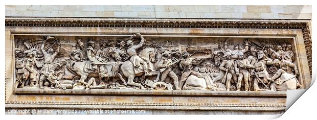 Napoleonic War Statue Arc de Triomphe Paris France Print by William Perry