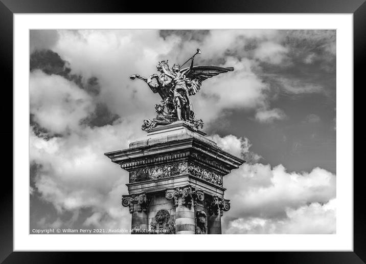 Winged Horse Statue Pont Bridge Alexandre III Paris France Framed Mounted Print by William Perry