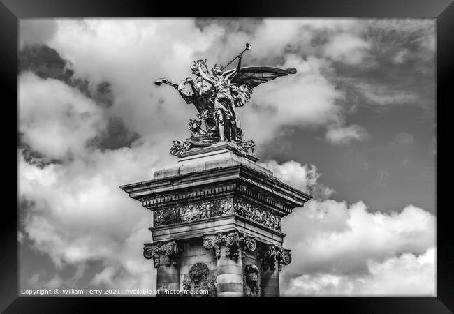 Winged Horse Statue Pont Bridge Alexandre III Paris France Framed Print by William Perry