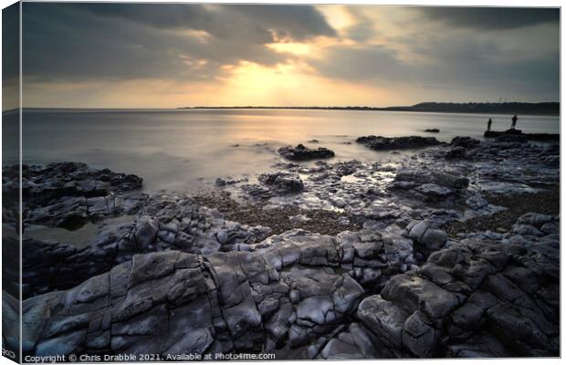 Ogmore by the Sea at sunset Canvas Print by Chris Drabble