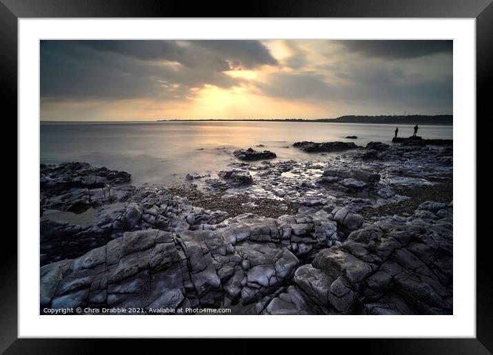 Ogmore by the Sea at sunset Framed Mounted Print by Chris Drabble
