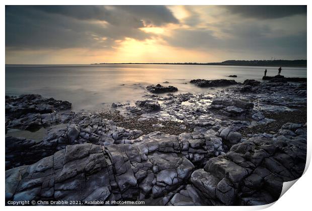 Ogmore by the Sea at sunset Print by Chris Drabble