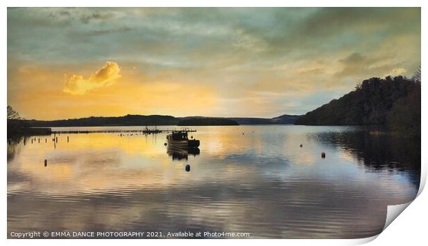 Sunset on Loch Lomond Print by EMMA DANCE PHOTOGRAPHY