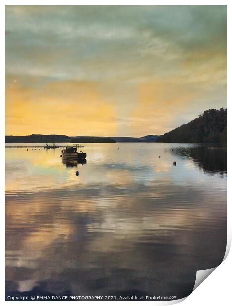 Sunset on Loch Lomond Print by EMMA DANCE PHOTOGRAPHY