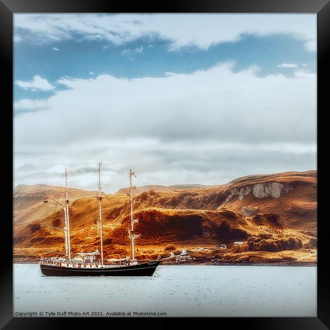 Sailing Ship in Oban Bay Framed Print by Tylie Duff Photo Art