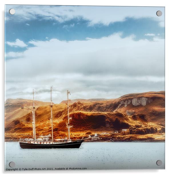 Sailing Ship in Oban Bay Acrylic by Tylie Duff Photo Art