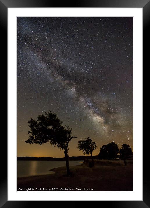 Night sky with milky way in Alentejo, Portugal Framed Mounted Print by Paulo Rocha
