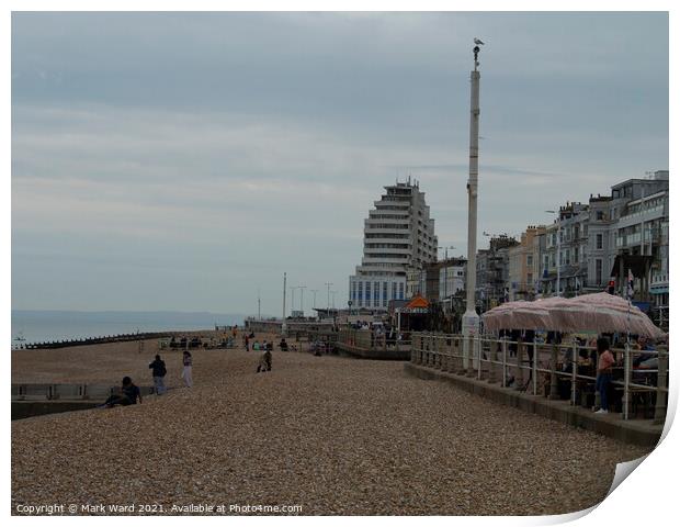 St Leonards Seafront in August. Print by Mark Ward