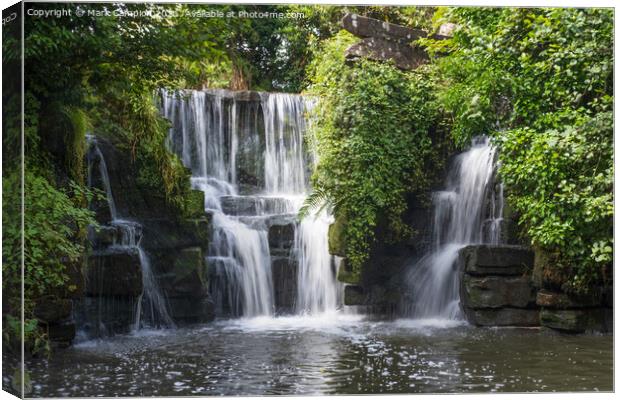 Welsh Woodland Waterfall  Canvas Print by Mark Campion