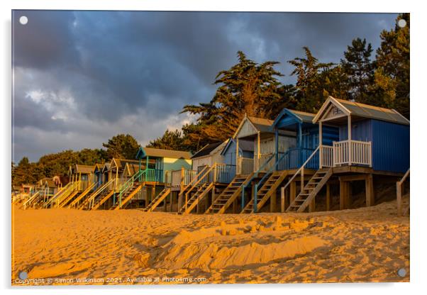 Beach Huts Acrylic by Simon Wilkinson