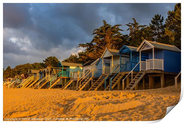 Beach Huts Print by Simon Wilkinson