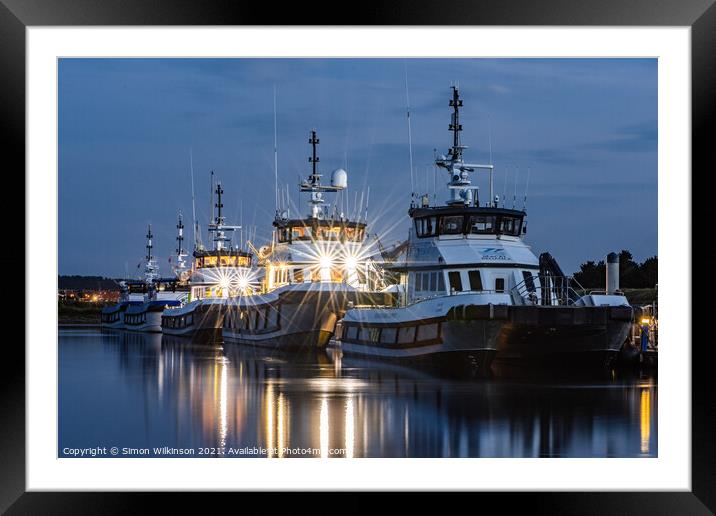 Work Boats in the Harbour Framed Mounted Print by Simon Wilkinson