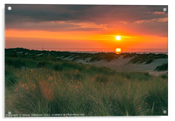 Sunset across the Dunes Acrylic by Simon Wilkinson
