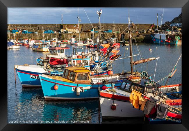 Fishing boats in Mevagissey Harbour Framed Print by Chris Warham